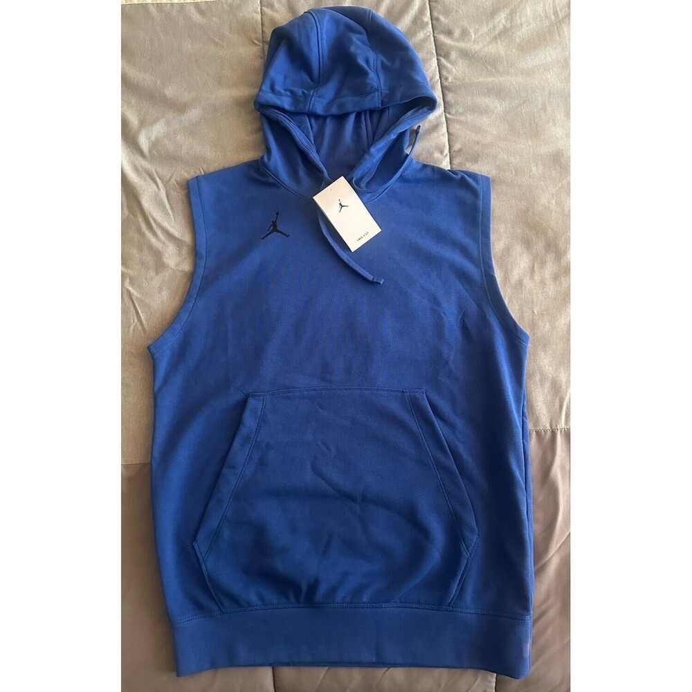 Jordan Mens S Dri-FIT Fleece Sleeveless Hoodie Training Top Royal DQ7946-449
